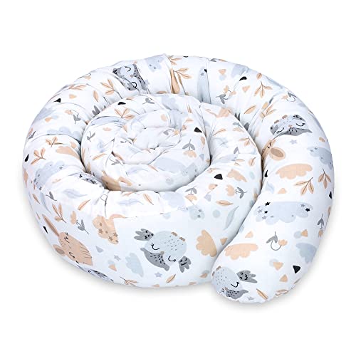 Totsy Baby Seitenschläferkissen Bettschlange Body Pillow 150 cm Baumwolle - Kopfkissen lang Bettrolle Schlafkissen Nackenrolle Kissen Eulen
