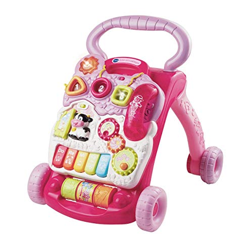 VTech Baby Spiel- und Laufwagen pink – Lauflernwagen mit regulierbarer Geschwindigkeit, Musik und abnehmbarem Spielboard – Für Kinder von 12-36 Monaten