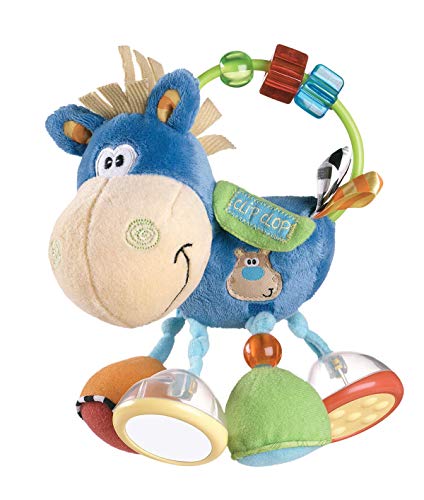 Playgro 101145 Plüschrassel Pferd, Lernspielzeug, Ab 3 Monaten, BPA-frei, Playgro Toy Box Pferd Klipp Klapp, Blau/Bunt, 40016, 15 x 6 x 20 cm