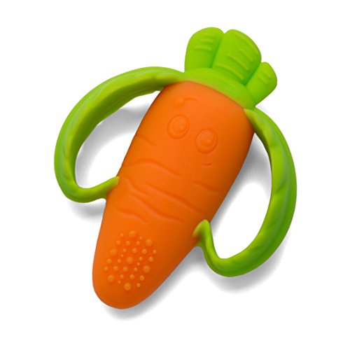 Lil' Nibble Teethers Carrot, Beißring Karotte – sensorischer Beißring und Greifling, Baby Zahnungshilfe mit praktischen Griffen