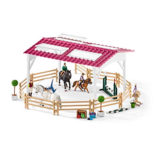 schleich 42389 Reitschule mit Reiterinnen und Pferden, für Kinder ab 5 Jahren, Horse Club - Spielset