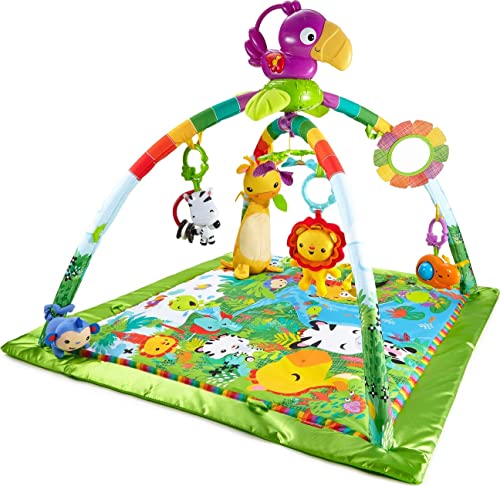 Fisher-Price DFP08 - Rainforest Erlebnisdecke mit Musik und Lichtern, Spieldecke mit und bunten Charakteren, Babyspielzeug ab der Geburt, 1 Stück (1er Pack)