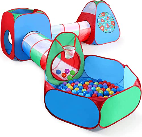 STLOVe® Spielzelt Kinderzelt Angepasst Babyzelt mit krabbeltunnel(Ohne Bälle) 5 in 1Bällebad Pop-Up Spielhaus Tunnel mit Zelt Tasche, Verdickter Stoff + Fettgedruckter, Zuhause & im Garten