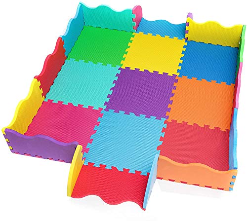 25 St. Puzzlematte Baby EXTRA DICK 15mm, Spielmatte incl Rand Schaumstoff Bodenpuzzle Baby Spielunterlage Kinder Spielteppich schadstofffrei 1,5qm Geschenkidee Jungen Mädchen Outdoor 9 Farben von Eva