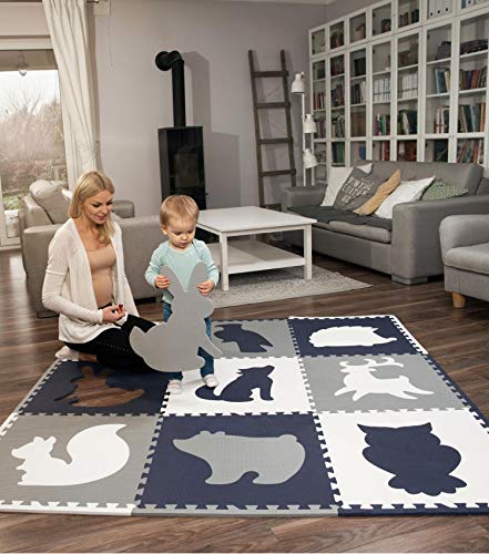 Hakuna Matte große Puzzlematte für Babys 1,8x1,8m – 9 XXL-Schaumstoffmatten 60x60cm mit Tieren – 20% dickere Spielmatte in einer recycelbaren Verpackung – schadstofffreie, geruchlose Baby Krabbelmatte