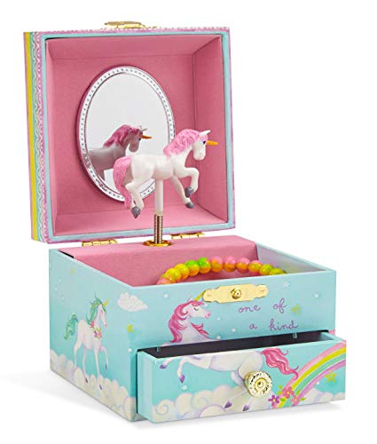 Jewelkeeper - Spieluhr Schmuckschatulle, Einhorn Regenbogen Design mit Ausziehfach - The Beautiful Dreamer Melodie