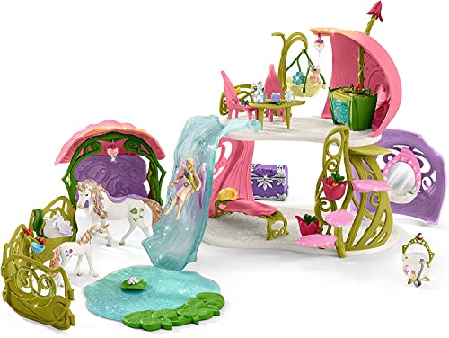 schleich 42445 Glitzerndes Blütenhaus mit Einhörnern, See und Stall, für Kinder ab 5-12 Jahren, BAYALA - Spielset