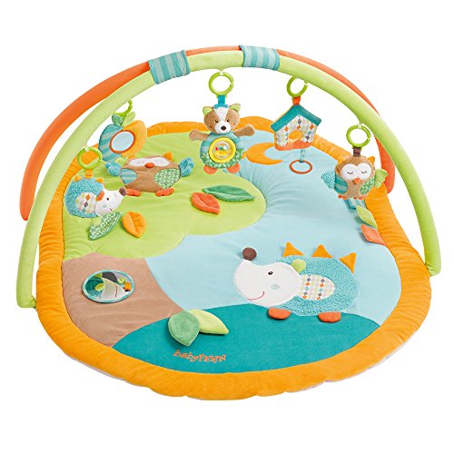 Fehn 3-D-Activity-Decke Spielbogen Sleeping Forest – Baby Krabbeldecke mit 5 abnehmbaren Spielzeugen zum Greifen – Spieldecke für Babys und Kinder ab 0+ Monaten – Krabbelmatte als Geschenk zur Geburt